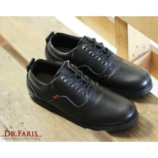 Dr faris original casual boots kulit 206 sepatu pria kulit full black