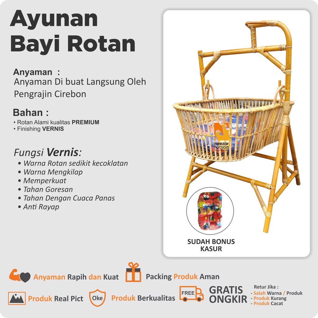 Jual TERMURAH Ayunan Bayi Rotan Goyang, Ayunan Anak Baby, Ayunan ...