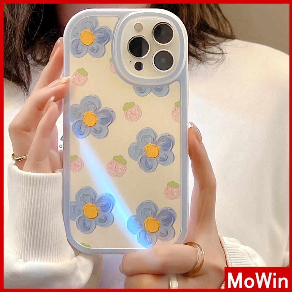 iPhone Case Silicone Soft Case Clear Case Thickened Airbag Shockproof Camera Full Coverage Protection Blue Flowers Cute For iPhone 13 Pro Max iPhone 12 Pro Max iPhone 11 7 Plus