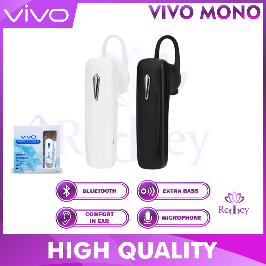 VIVO Headset Bluetooth wireless Handfree Mono 1 telinga with mic