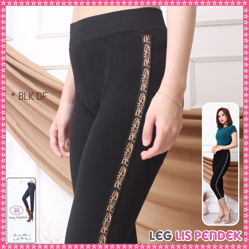 Legging Lis Pendek Wanita / Legging List Pendek import wanita / legging fashion wanita-Lis 7/8 -  BLK DF