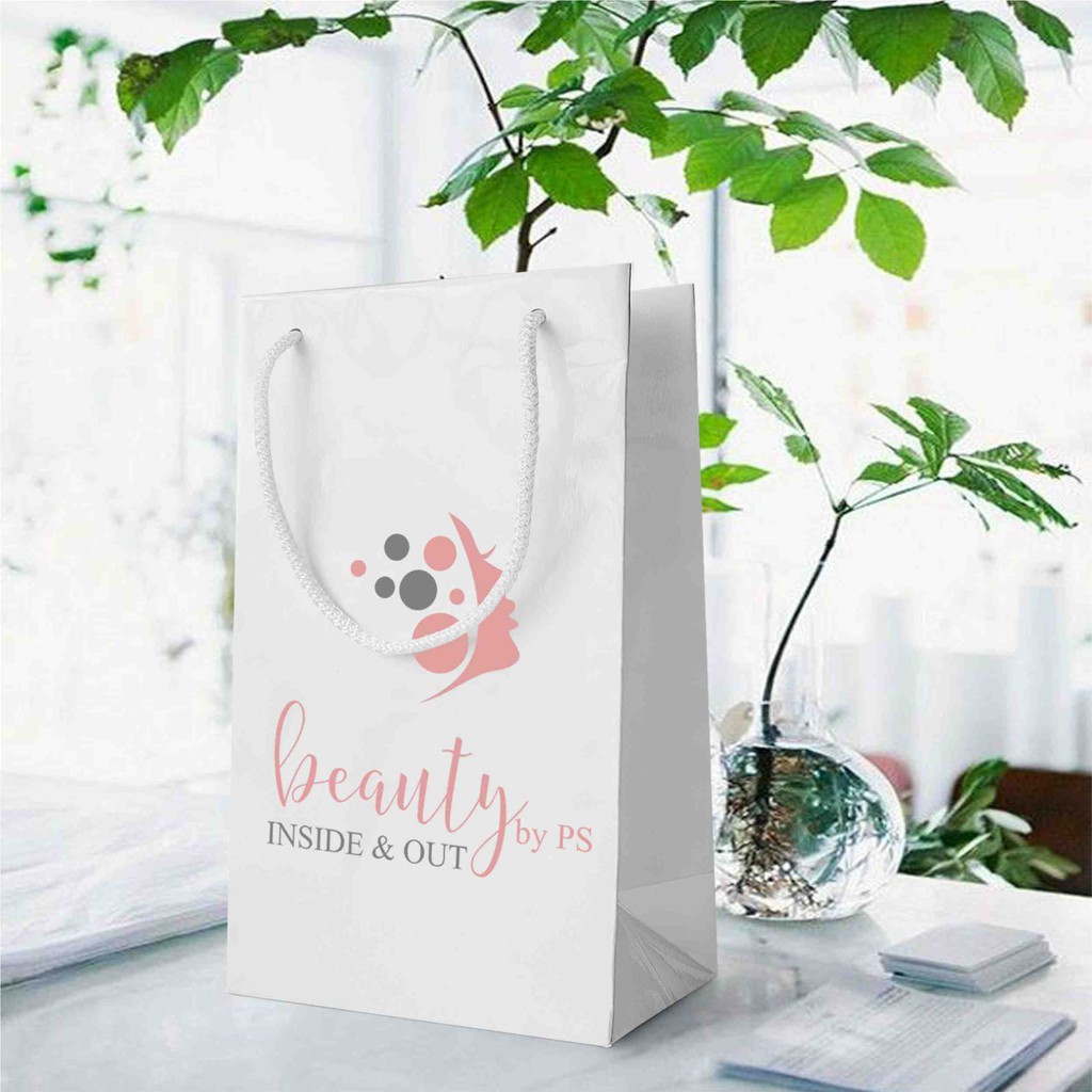 

Paper Bag Kustom design Suka-suks Tas jinjing Size 13 x4 x22cm kosmetik olshop white premium