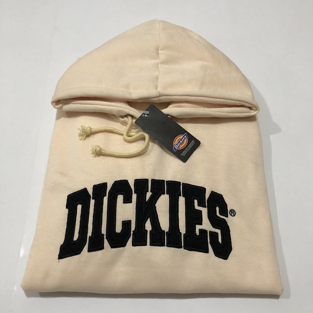 Sweater Hodie Dickies Fullbordir&amp;Fulltag Hoodie Pria DiCKIES Flece Tebal Sweatshirt Hoodie Original Dickies Cream