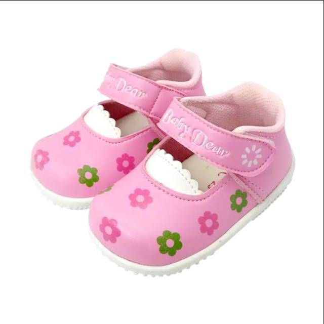 C07 Sepatu anak perempuan casual motif bunga usia  1 2 3 tahun size 22-25 murah lucu