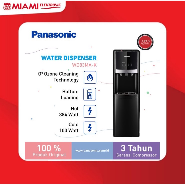 Panasonic NYWDB83MAK Water Dispenser Bottom loading Dispenser Air Galon