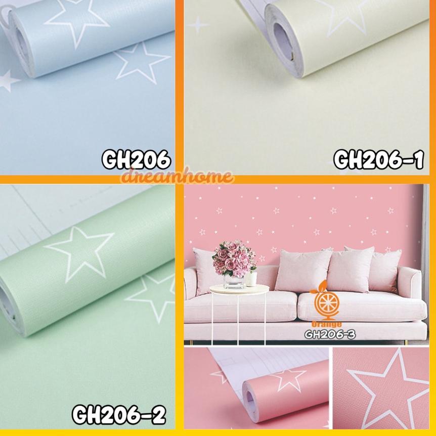 ➬ Wallpaper Dinding Bintang- Wallstiker 3D Stiker Dinding Aesthetic Kamar Tidur Wallstiker 45cmx10me