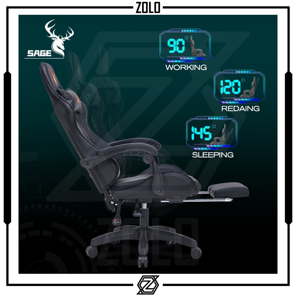 [Grab/Gojek] Kursi Gaming Sage SG168 / Sage SG 168 Best Value Budget Gaming Chair With Footrest