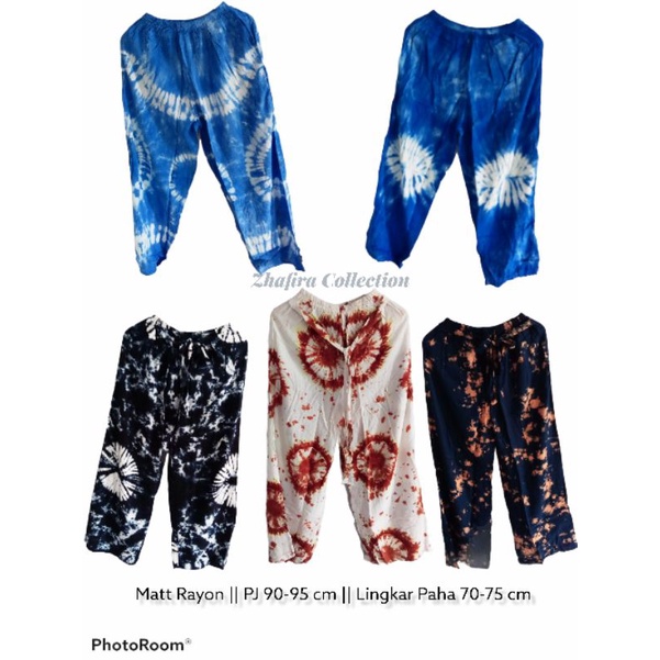 CELANA KULOT TIE DYE SHIBORI BAHAN RAYON ADEM