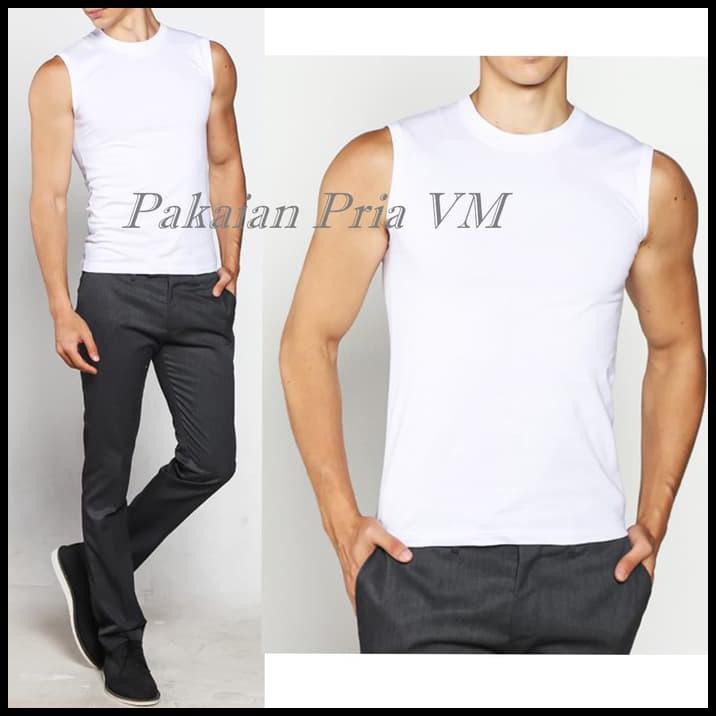 Boleh Dropship Vm Singlet Polos Putih Jumbo Kaos Polos Basic Dalaman - Putih, S
