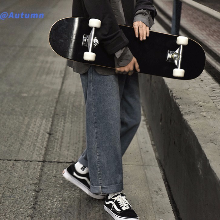 High waist Korean version of the new loose versatile boyfriend wide leg jeans women