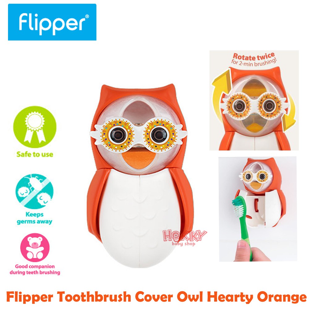 Flipper Owl Hearty Orange Tempat Sikat Gigi Lucu