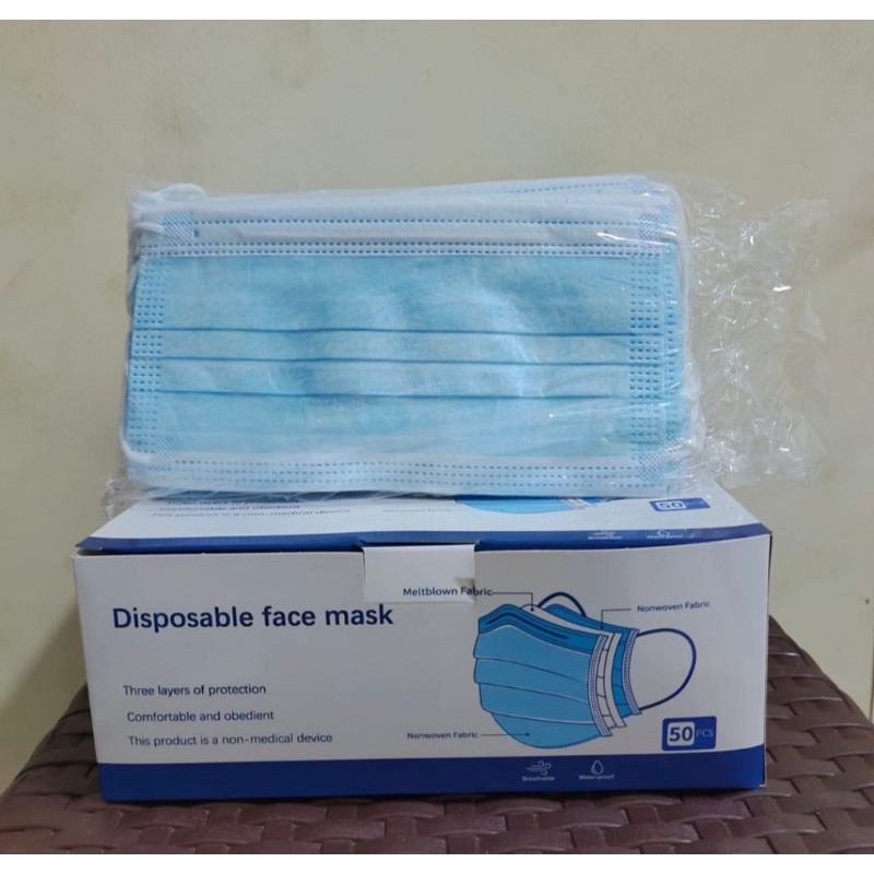 Vinztstore - Masker Telinga Earloop 3ply Isi 50pcs Facemask Masker Medis