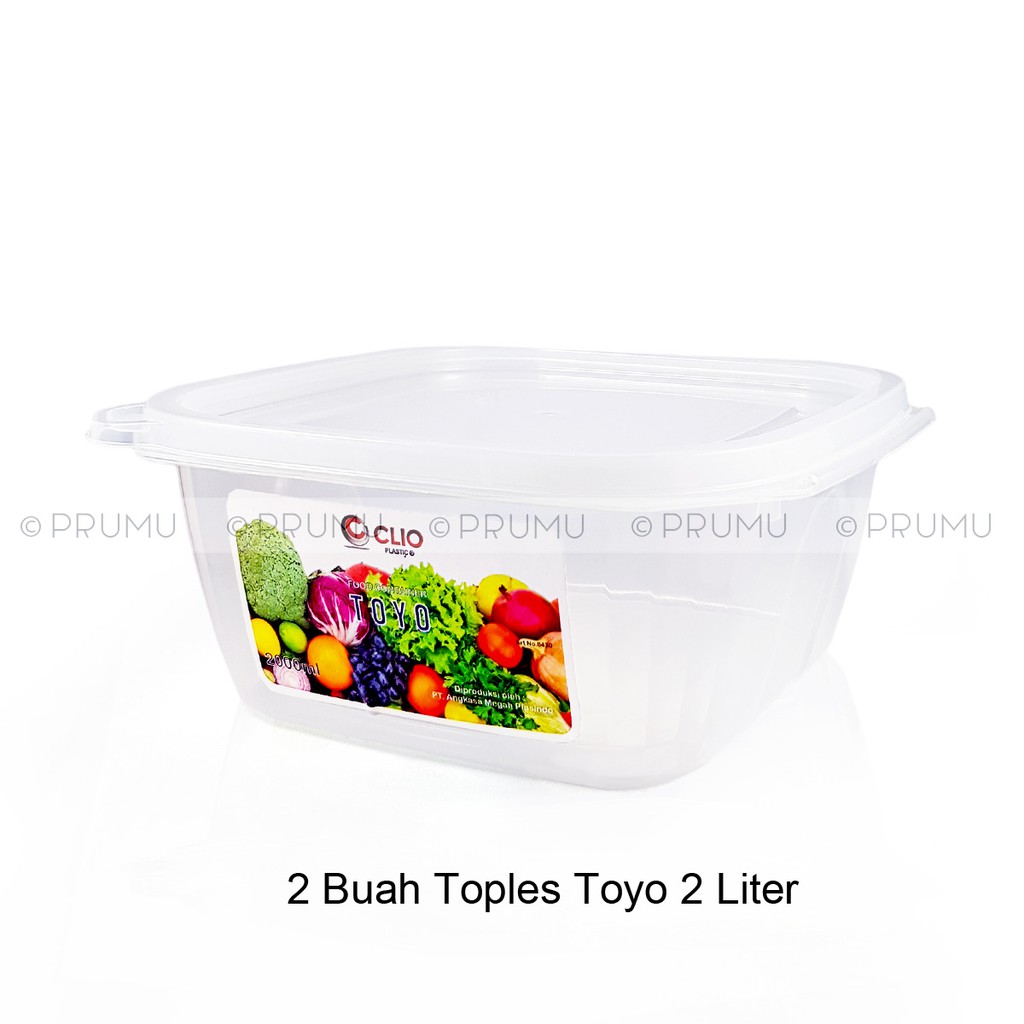 2 Toples Plastik 2 Liter - Food Container - Toples Plastik Bening - Toples Makanan - Sealware - Toyo