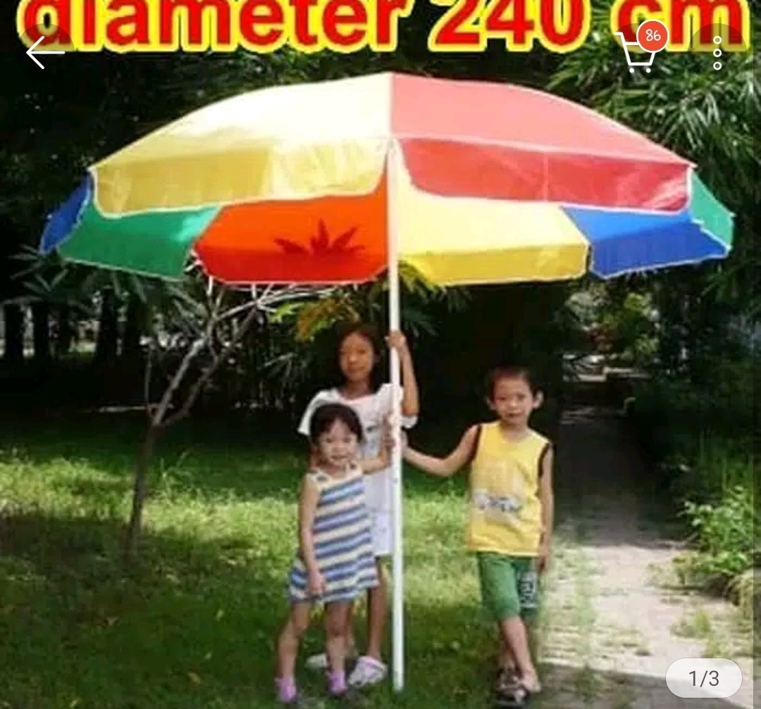 Payung Pantai Warna Pelangi Taman Cafe Tenda Pkl Lapak Jualan Dagang - Payung Tenda Parasol 240 Cm