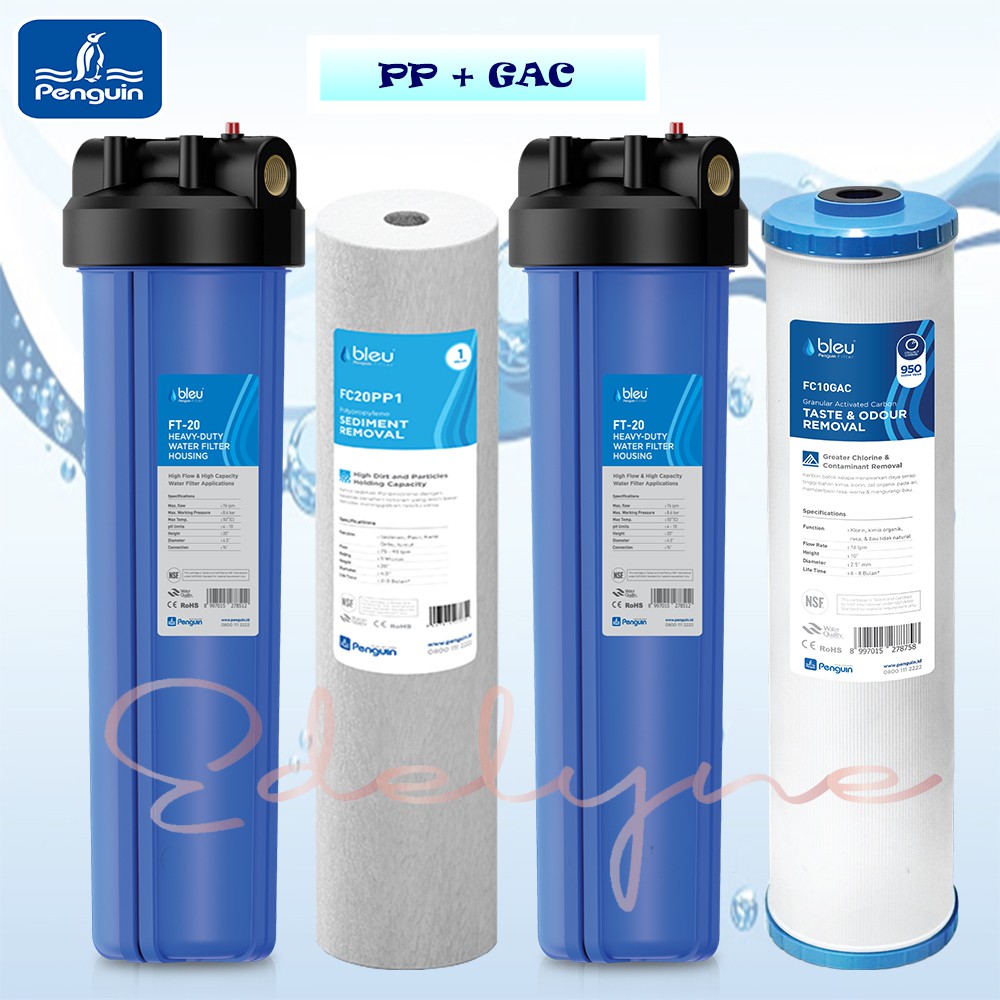 Paket Filter Air Sumur / Tandon / Toren Penguin PBF 20" PP  
