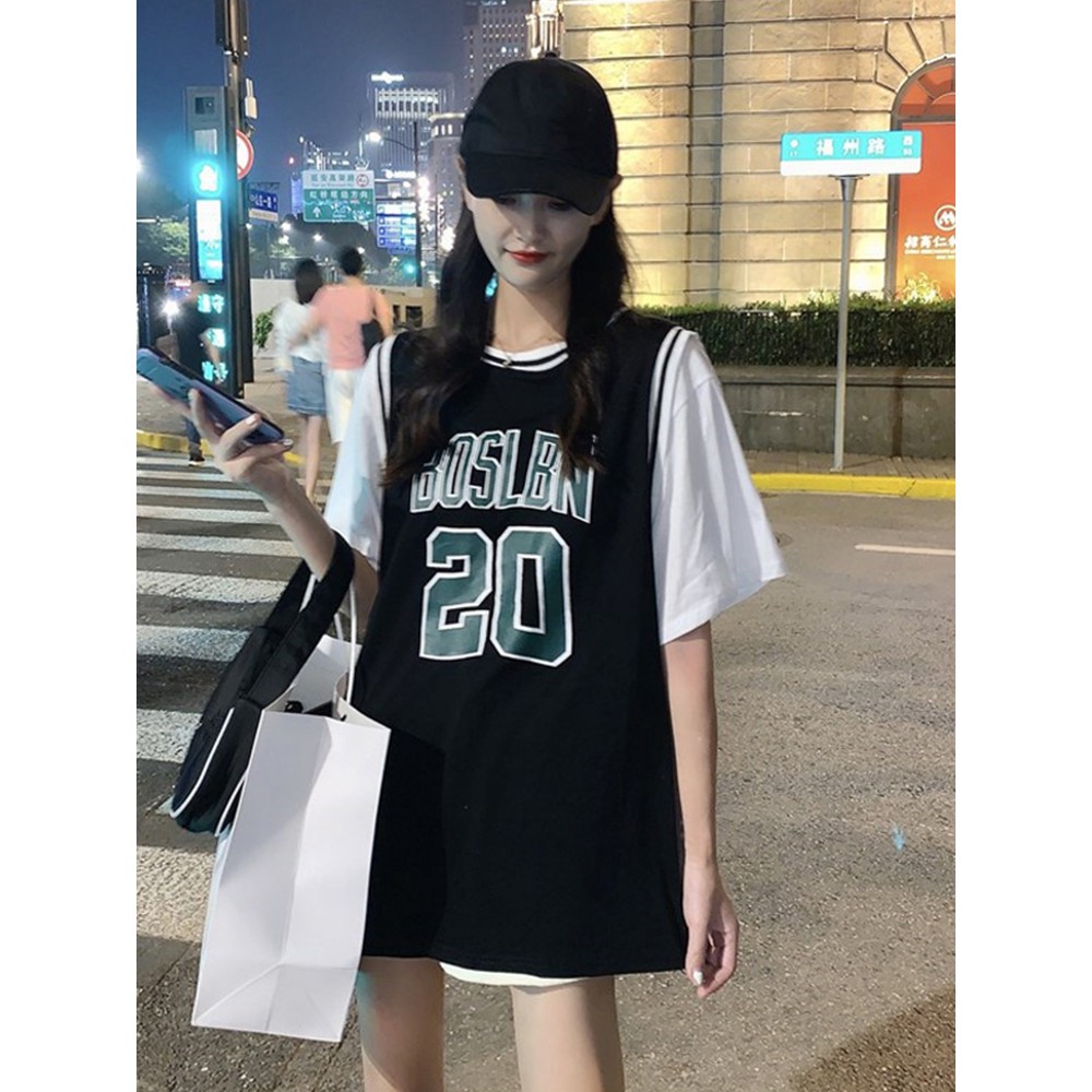 Baju Oversize Wanita Lengan Pendek Desain Baju Basket, Tshirt Longgar Style Korea Terbaru