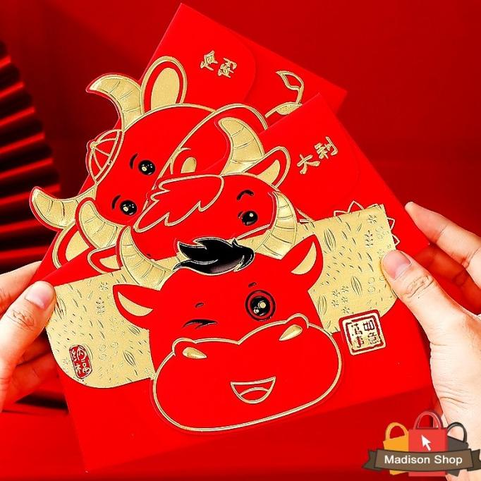 

HXT001 Angpao Merah Amplop isi 3 Ampao Kerbau Merah Panjang Ampau