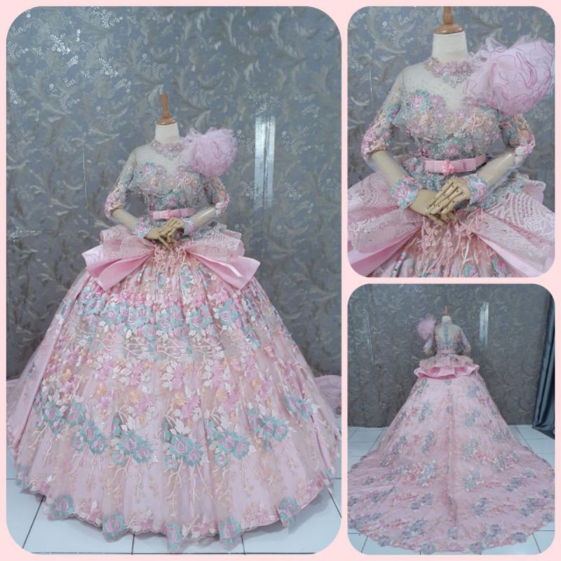 Gaun pengantin kebaya ballgown