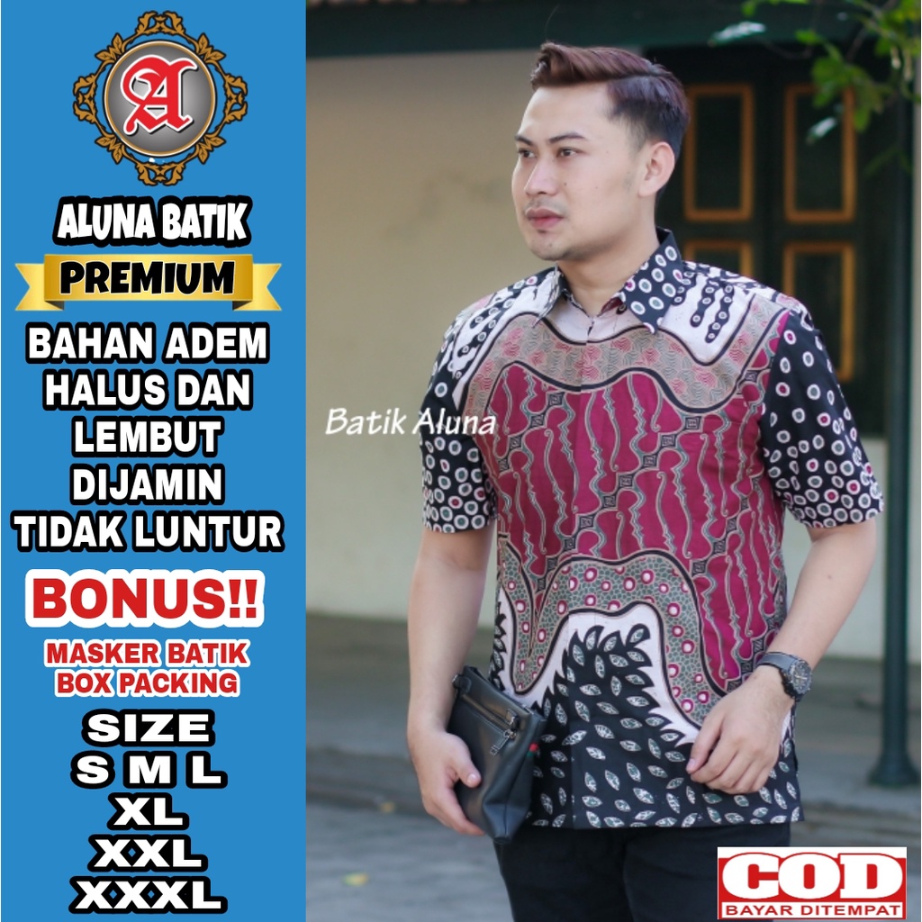 Baju Batik Pria Premium Lengan Pendek Full Furing Batik Solo Pekalongan Dewasa Batik Reguler Batik A