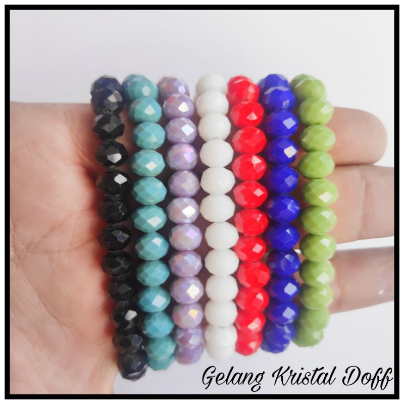 Gelang kristal doff ceko tali elastis / gelang wanita kristal ceko