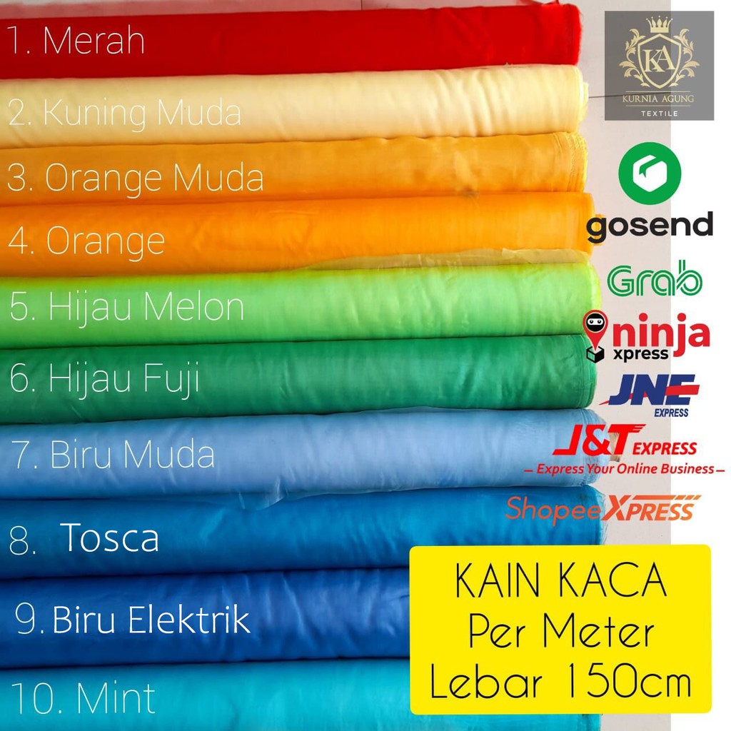 Kain Kaca Per Meter 100cmx150 cm Ter Murah Laris Bahan Dekorasi Gaun Hijab