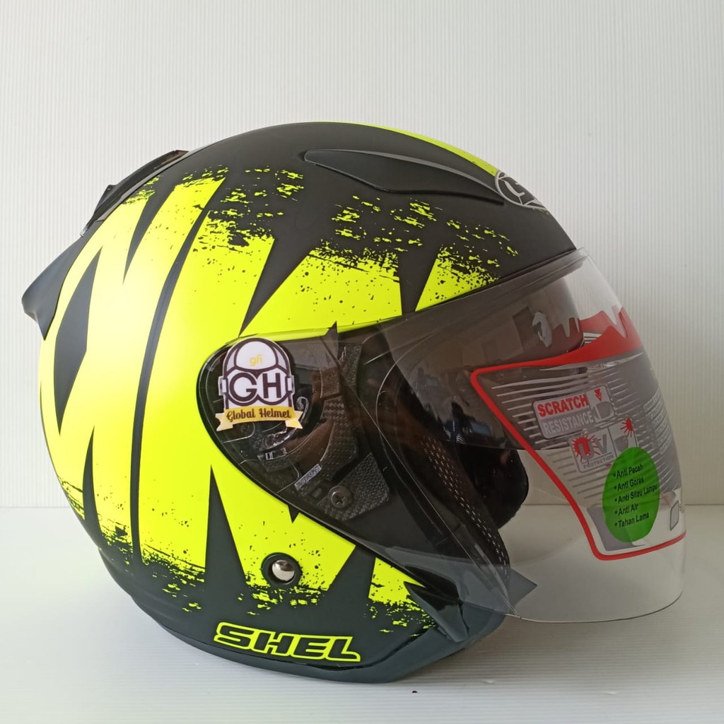 Helm Shell Rover Motif Saber Black Doff Yellow Fluo Original