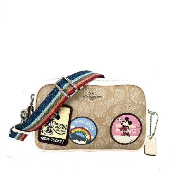COACH x disney mickey selempang slingbag Crossbody With Minnie Mouse Patches