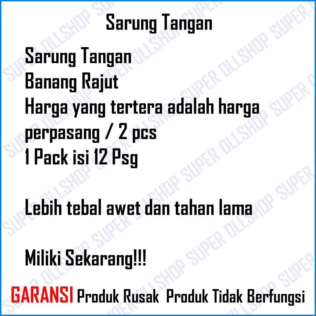 Sarung Tangan Safety / Sarung Tangan Kain Katun Abu Abu Benang Rajut Super