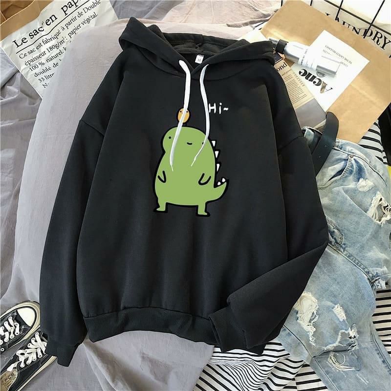 hoodie cewek cute monster - sweater wanita monster-Hitam