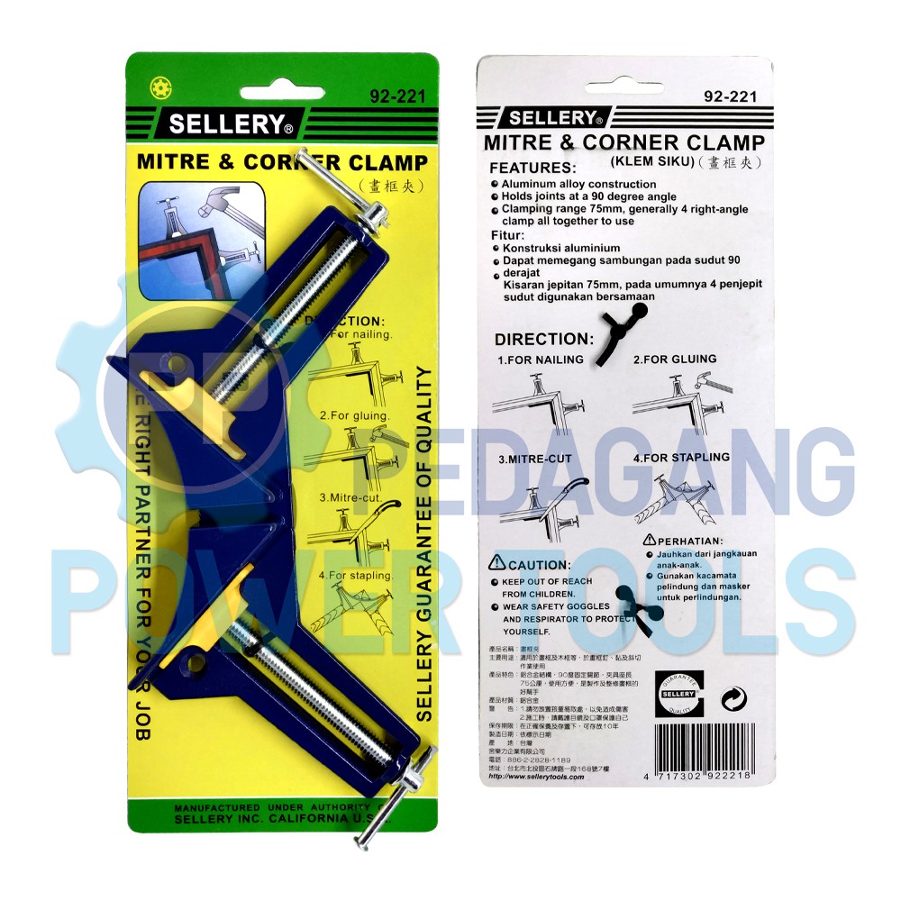 SELLERY KLEM SIKU SUDUT CATOK 90 DERAJAT MITRE CORNER CLAMP 92-221