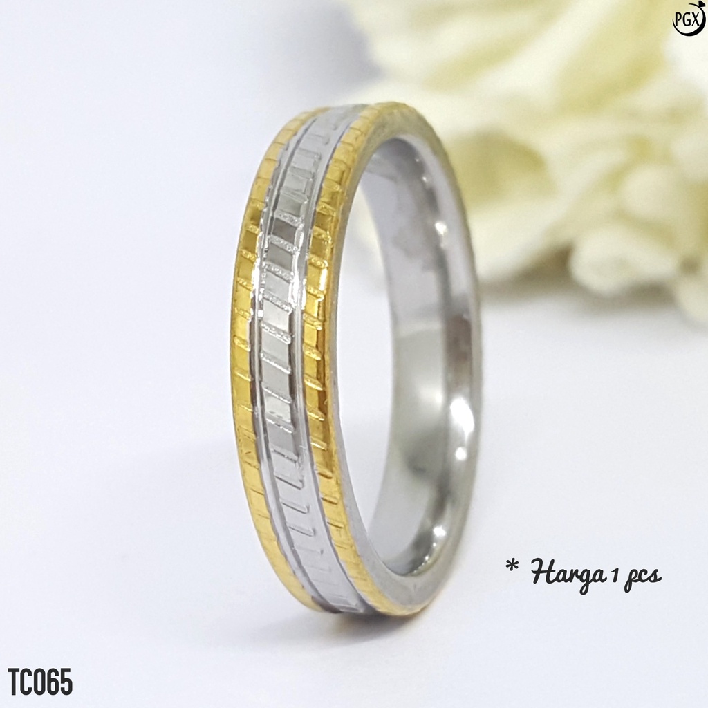 PGX Cincin Titanium Couple Tunangan Aksesoris Fashion Perhiasan Anti Karat - TC065