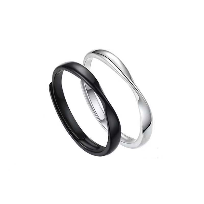 Cincin Adjustable Warna Hitam Putih Untuk Pasangan