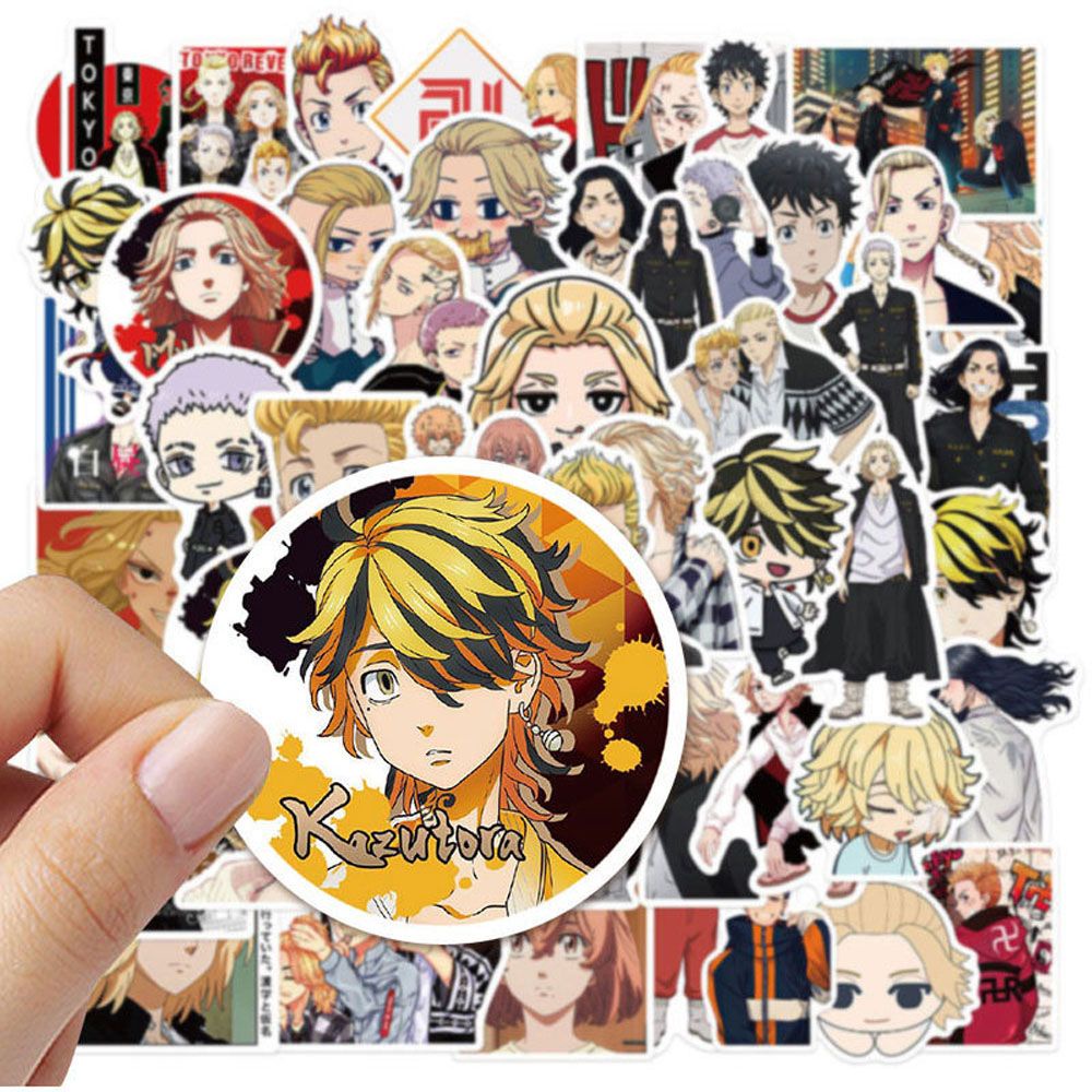 QUINTON 50Pcs Tokyo Revengers Stickers Decoration Diary Decals Stationery Stickers Mini Anime Tokyo Revengers DIY Label School Office Supplies Graffiti Animel Stickers