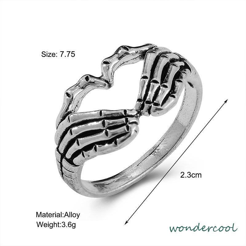 Korea Retro Hell Ghost Tangan Cinta Cincin Mendominasi Tren Pria Dan Wanita Cincin Perhiasan -Won