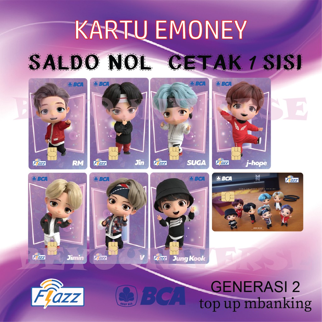 Kartu Emoney Flazz BCA gen 2 BTS Tinytan Tiny Tan Doll Magic Shop Custom Kartu Flazz bisa NFC