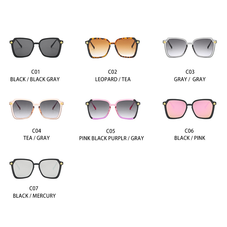 2022 Kacamata Hitam Wanita Model Retro Oversize Frame Kotak