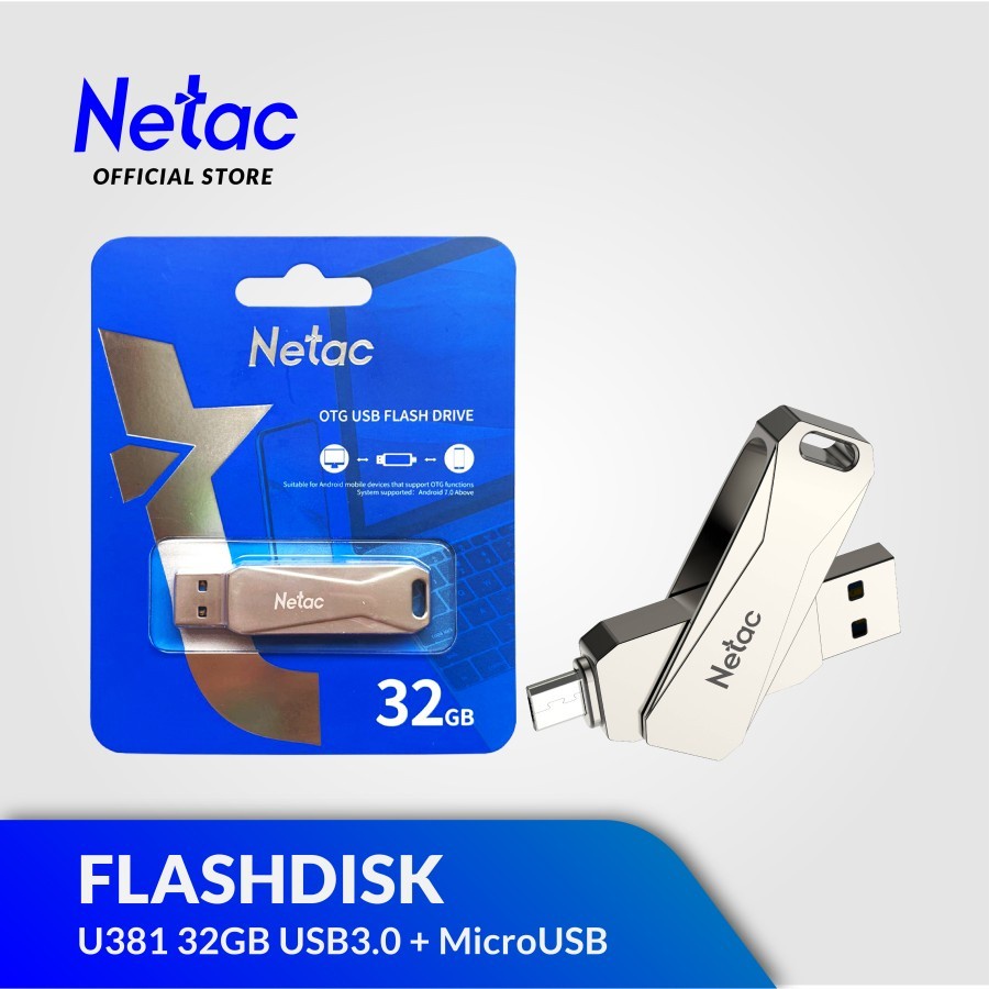 Netac Flashdisk U381 USB3.0 With MicroUSB Dual Flash Drive 32GB