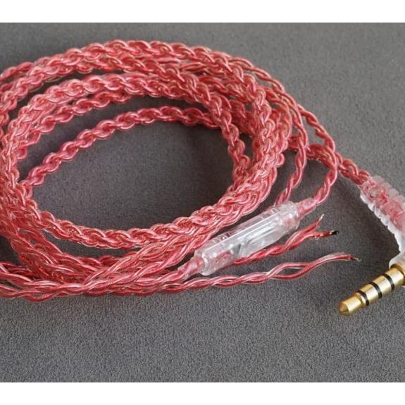 ♧ UE Cable Braid BARE COPPER Transparan MIC SMULE KARAOKE DIY Earbud - Merah ○