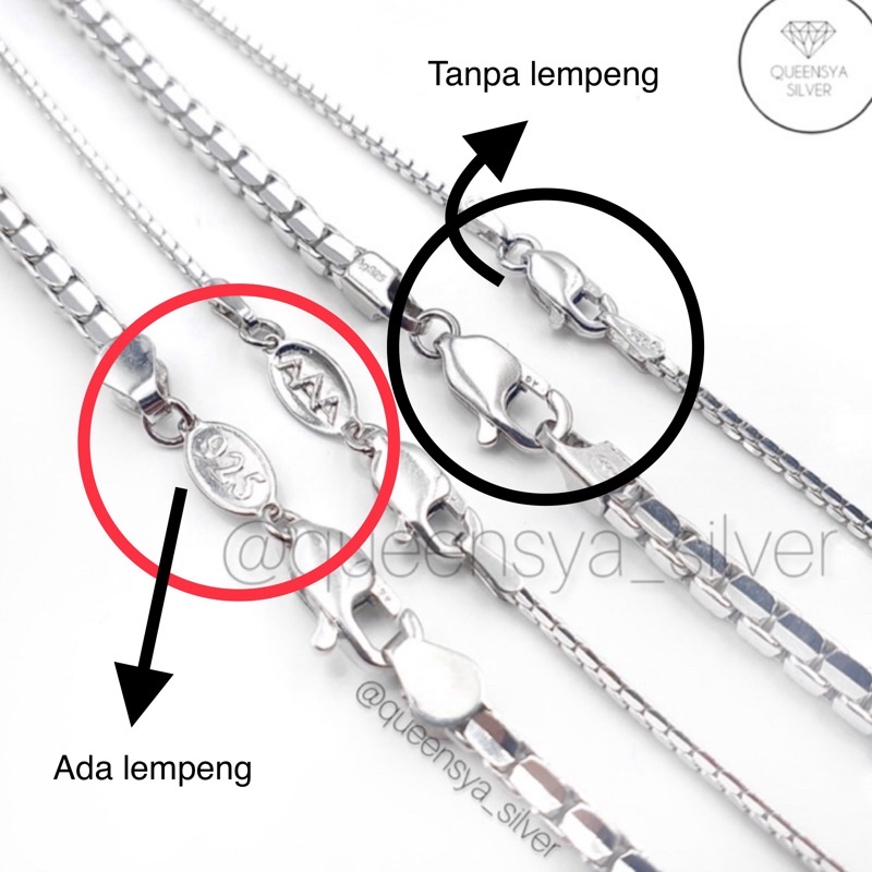 kalung perak asli 925 lapis mas putih / kalung perak pria