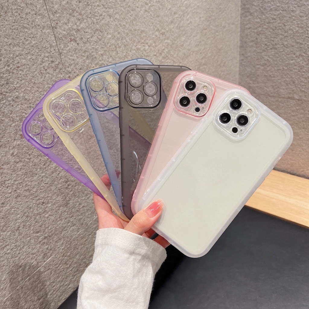 Soft case TPU Transparan Warna Permen cover iphone 11 12 13 Pro MAX XS MAX XR