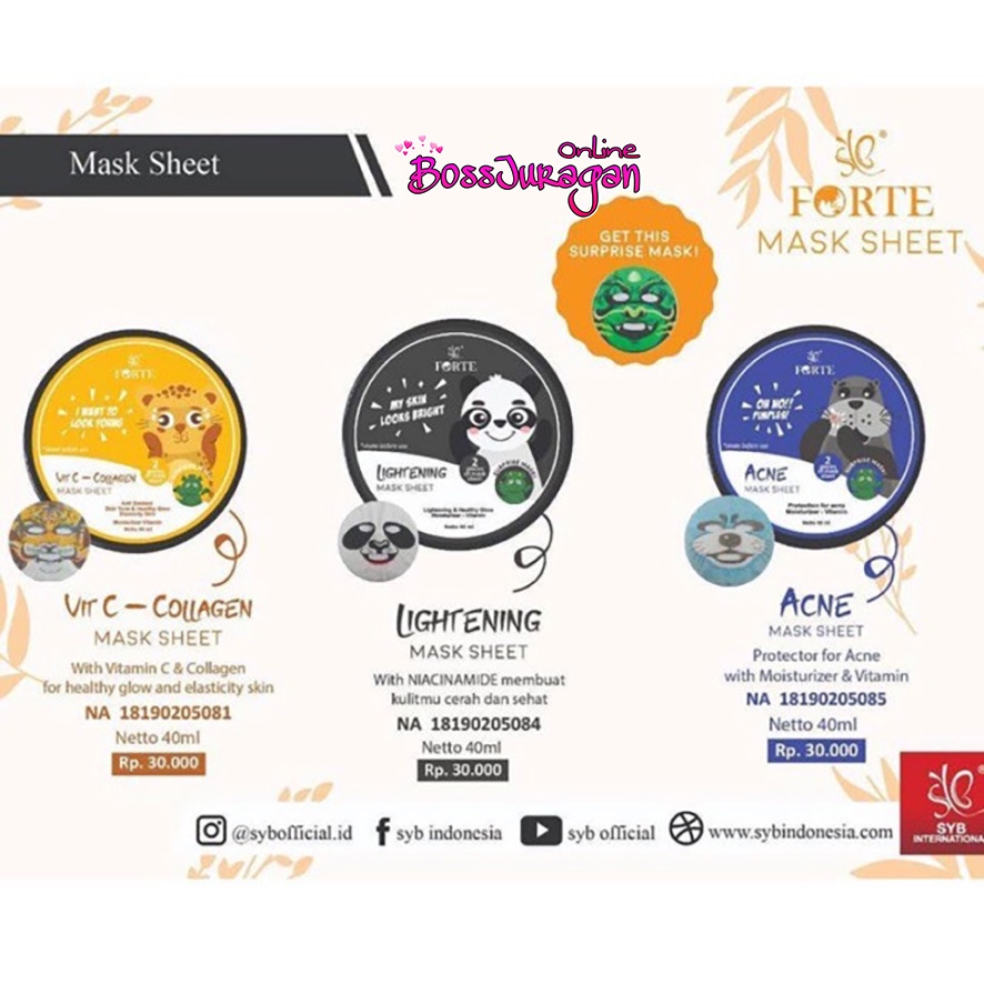 (BOSS) MASKER ANIMAL SYB  LIGHTENING MASK &amp; VIT C COLLAGEN MASK