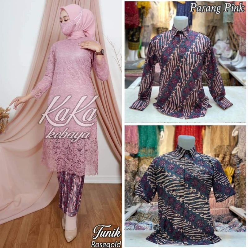 Couple Kebaya Tunik Kurung Brokat / Kebaya Couple / Kebaya Jumbo / Kemeja Batik