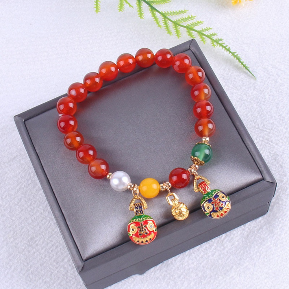 【COD Tangding】Gelang Tangan Emas Hias Batu Giok Agate Biru Untuk Wanita