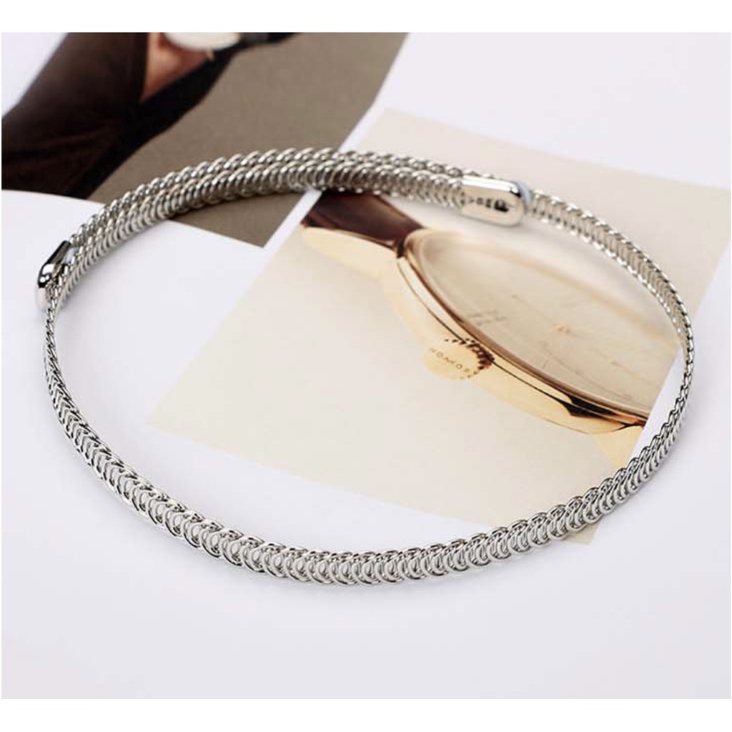 Choker Wire Wrapped Mesh Necklace Silver