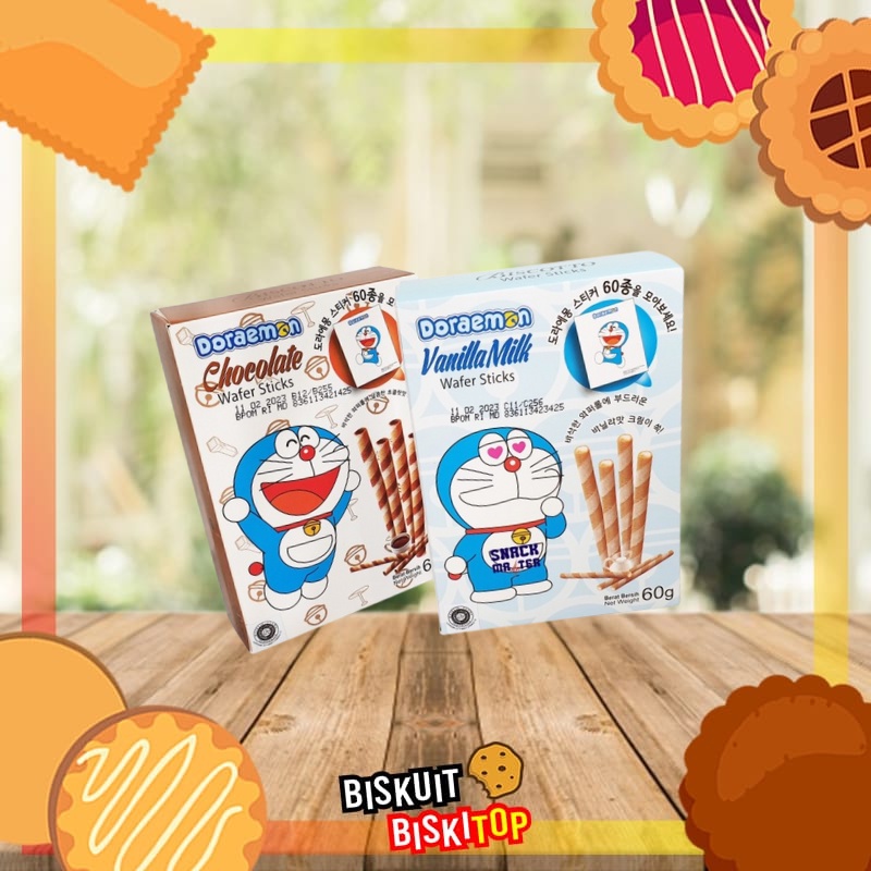 

B.B -DORAEMON 40g Rasa Coklat Vanilla Milk Biskuit Anak Lebaran Biscuit Waffer Stick Roll Murah