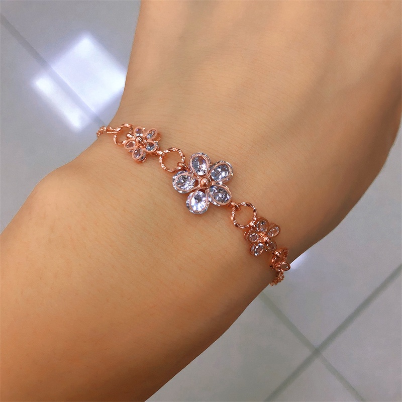 Gelang Kristal Bentuk Bunga Plum Hati Gaya Korea Untuk Wanita