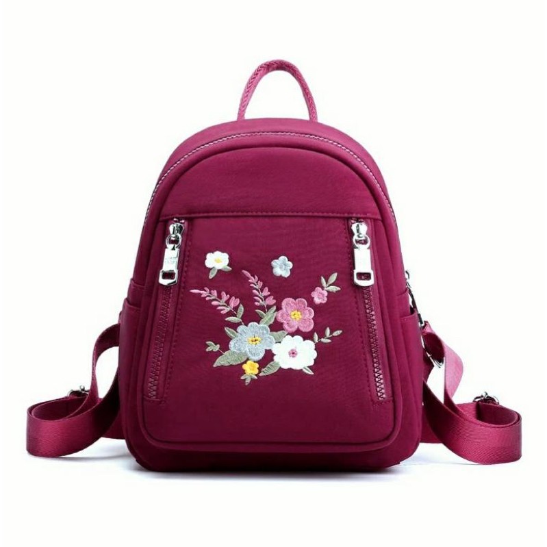 Super Sale 10.10 Ransel Wanita Tas Wanita Bunga Ransel Korea Flower Bordir Banyak Ruang