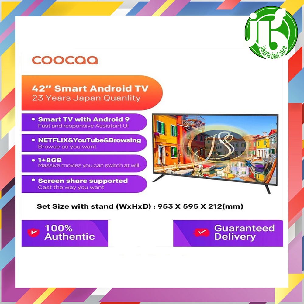 COOCAA LED TV 42 INCH Smart TV Android 9 WIFI FULL HD 42CTC6200