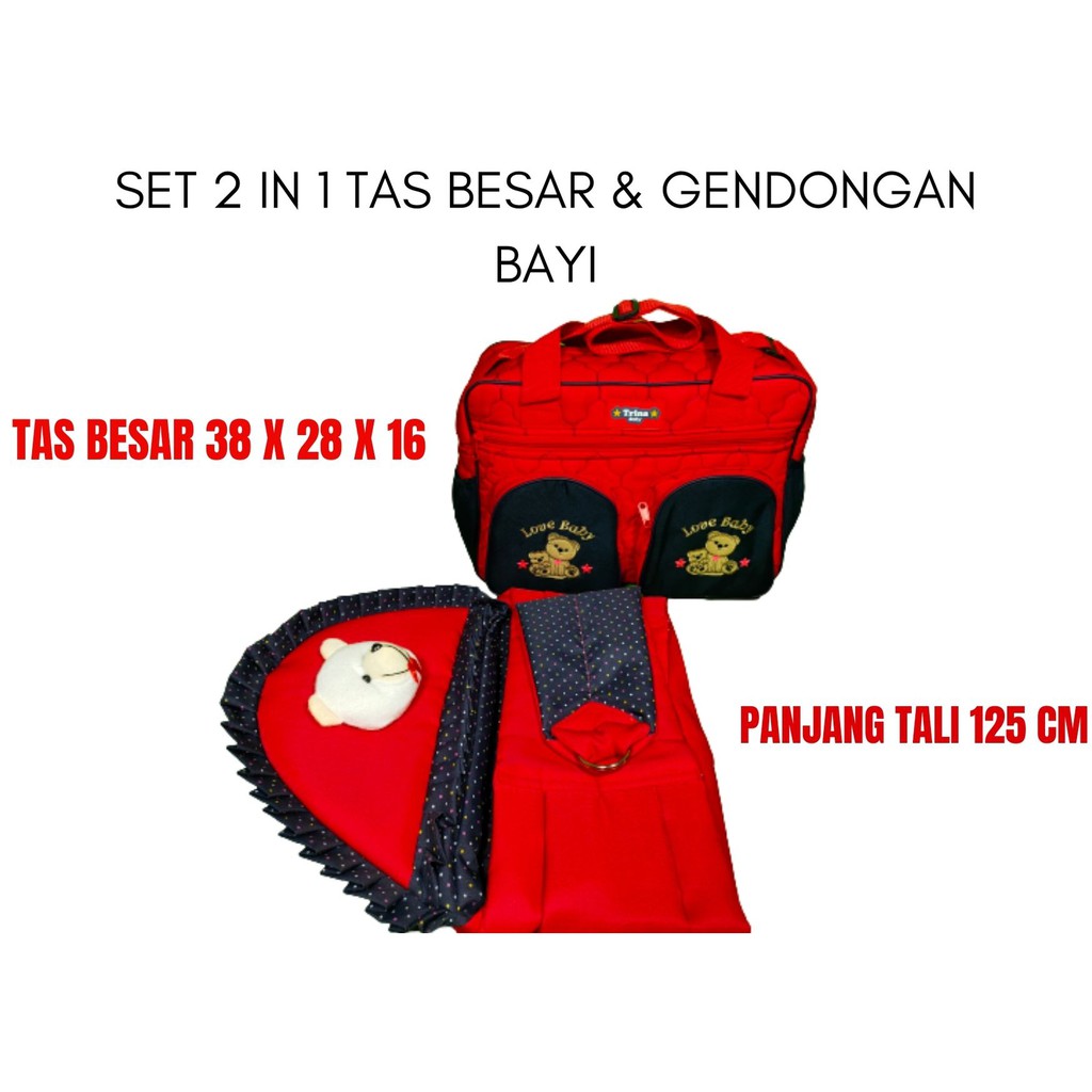 SET 2 IN 1 TAS BAYI BESAR DAN GENDONGAN SAMPING BONEKA TERMURAH