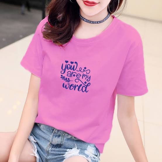 YOURSTYLE1119 - KAOS YOU ARE MY WORLD BAJU KAOS WANITA DISTRO UNISEX OVERSIZE JUMBO KEKINIAN TERLARI